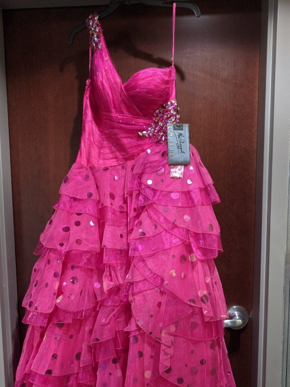 Mac Duggal 4749H Size 10 Hot Pink Prom Dress
